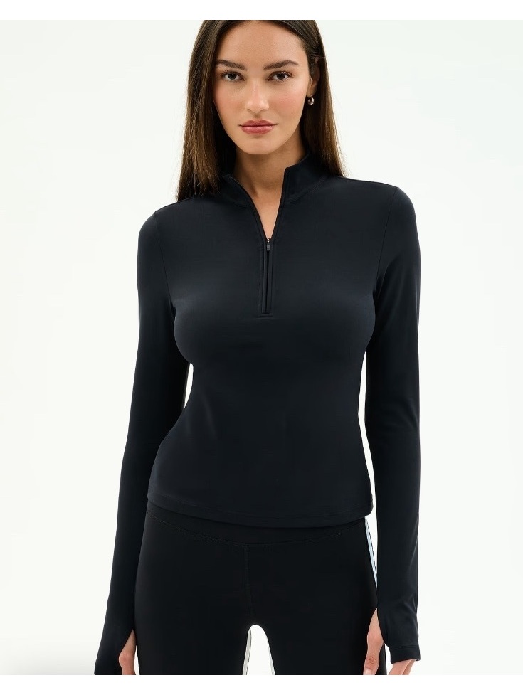 Splits 59 Tess Rigor Half Zip Waist Length Black Athletic Top M